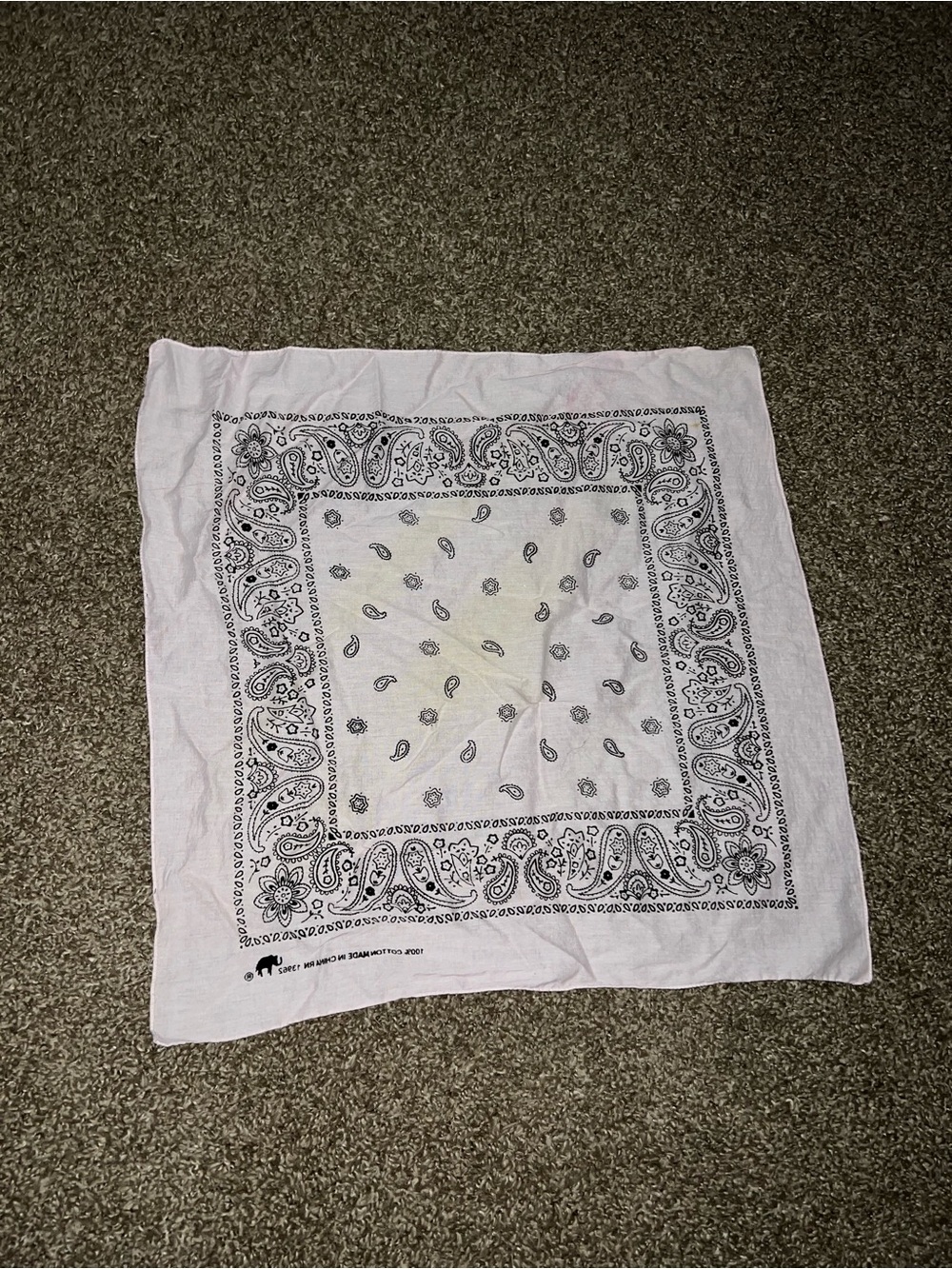 Elephant Vintage OG White Black Pink Tint Paisley Bandana Scarf